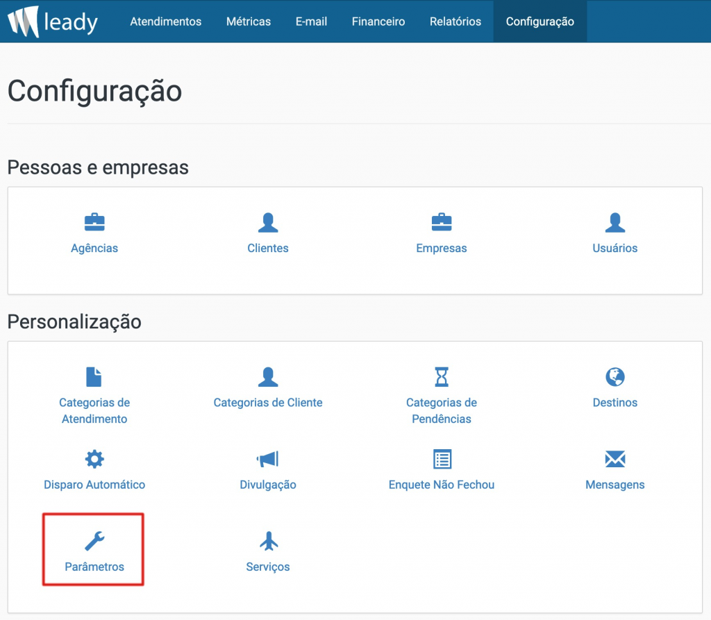 sistema-leady-configuração-parâmetros-agência-indireta